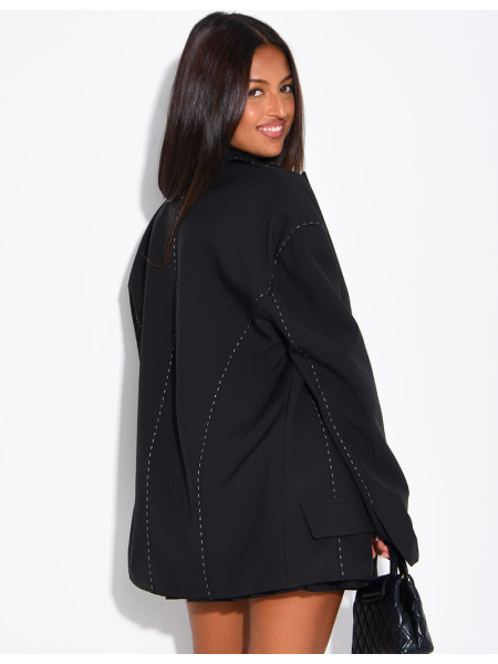 Oversized jacket with contrasting stitching