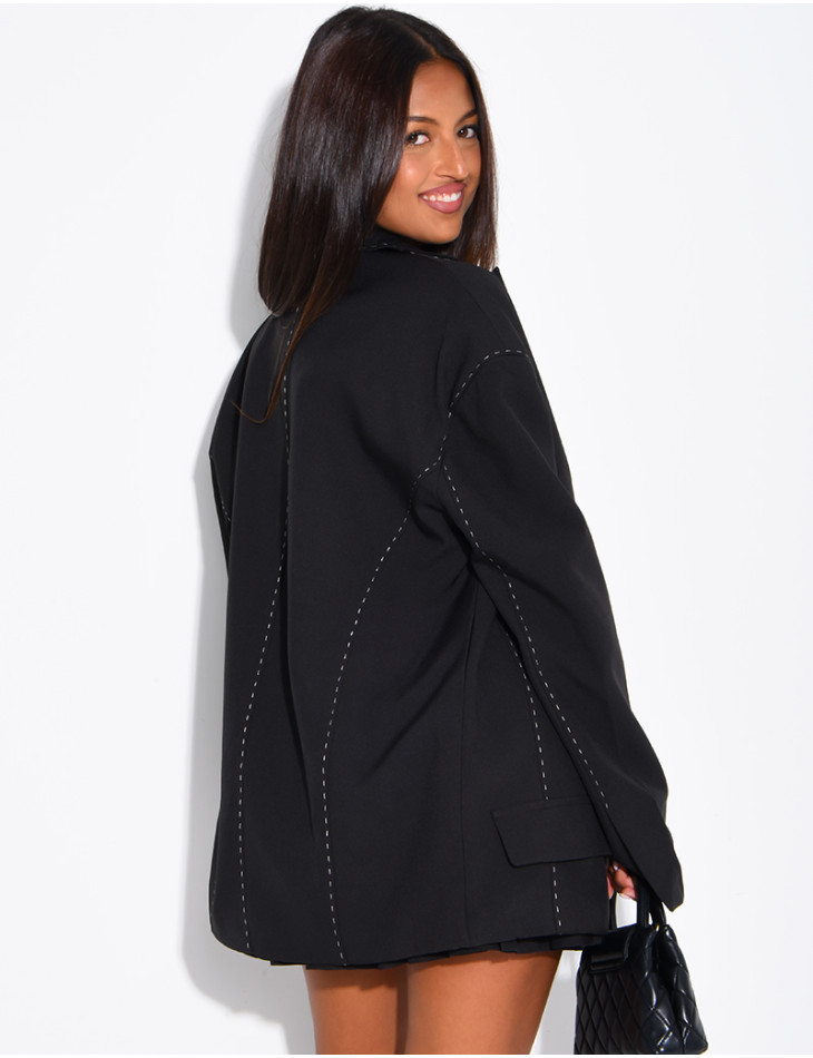 Oversized jacket with contrasting stitching