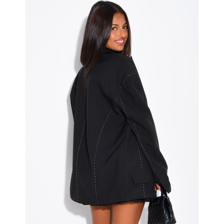 Oversized jacket with contrasting stitching