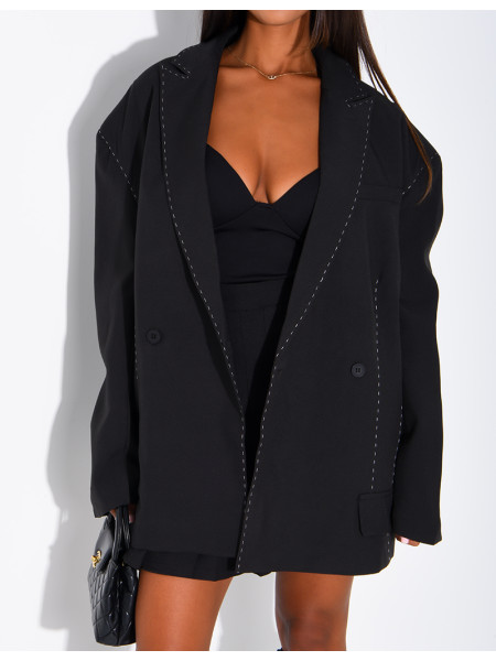 Oversized jacket with contrasting stitching