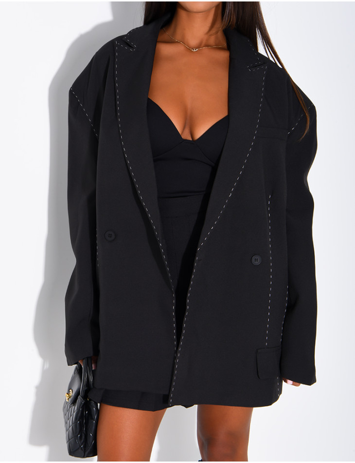 Oversized jacket with contrasting stitching