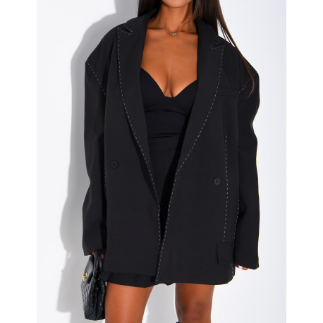 Oversized jacket with contrasting stitching