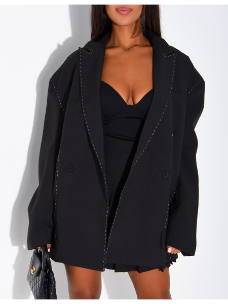 Oversized jacket with contrasting stitching