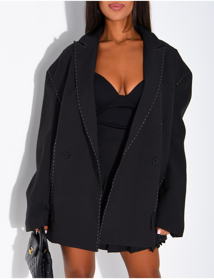 Oversized jacket with contrasting stitching