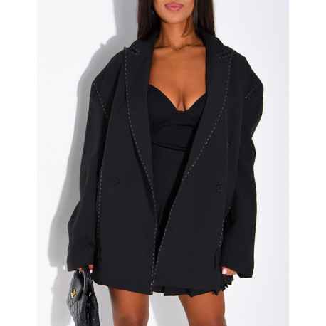 Oversized jacket with contrasting stitching