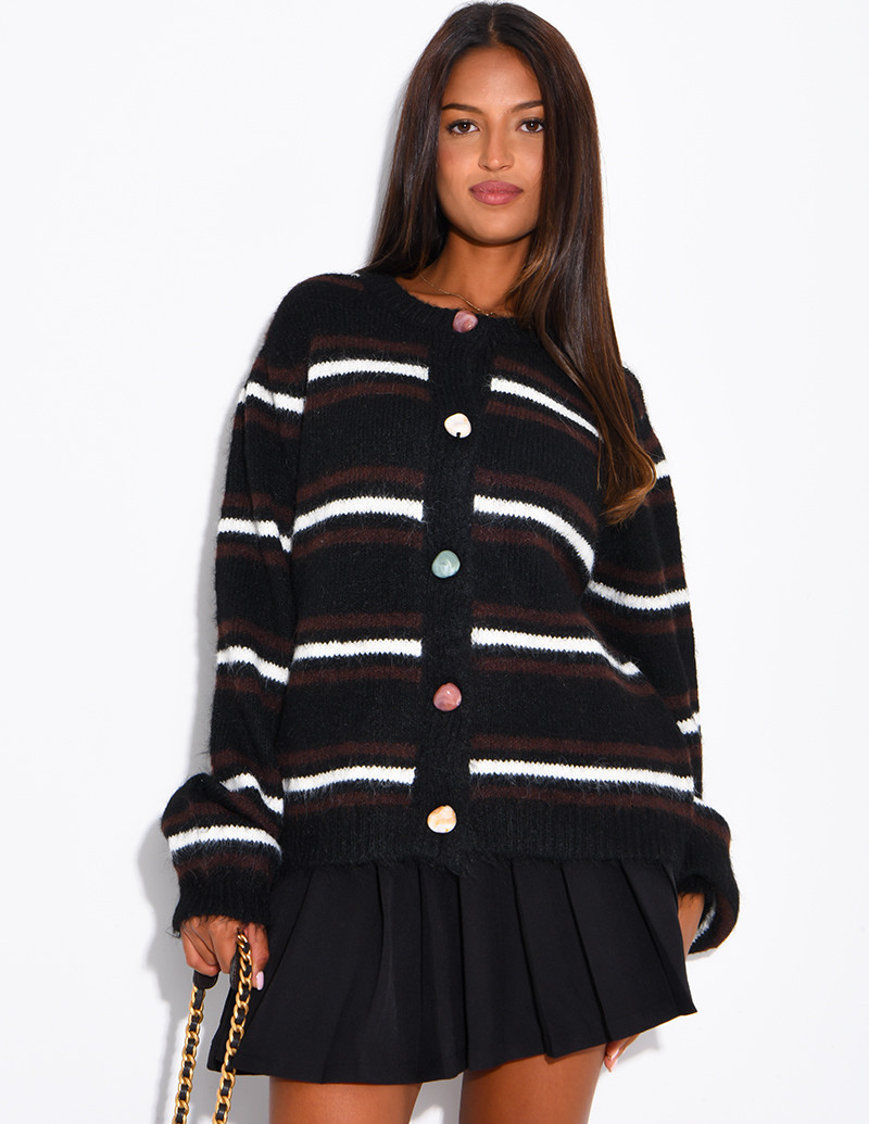 Striped cardigan with...