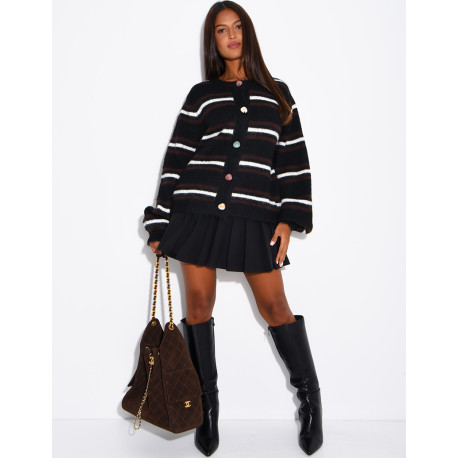 Striped cardigan with decorative buttons