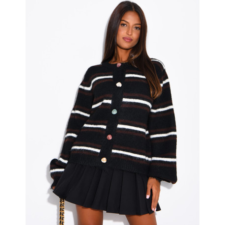 Striped cardigan with decorative buttons