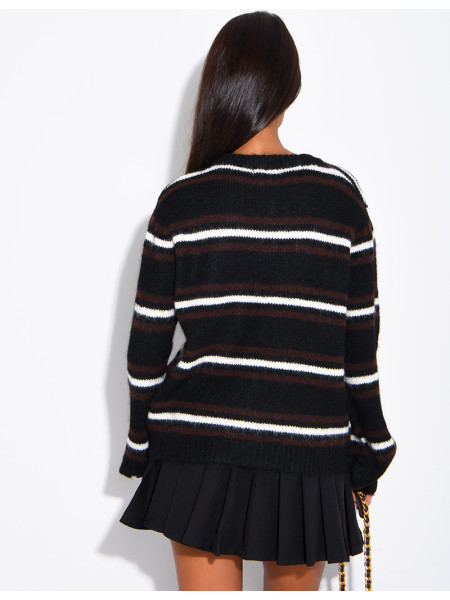 Striped cardigan with decorative buttons