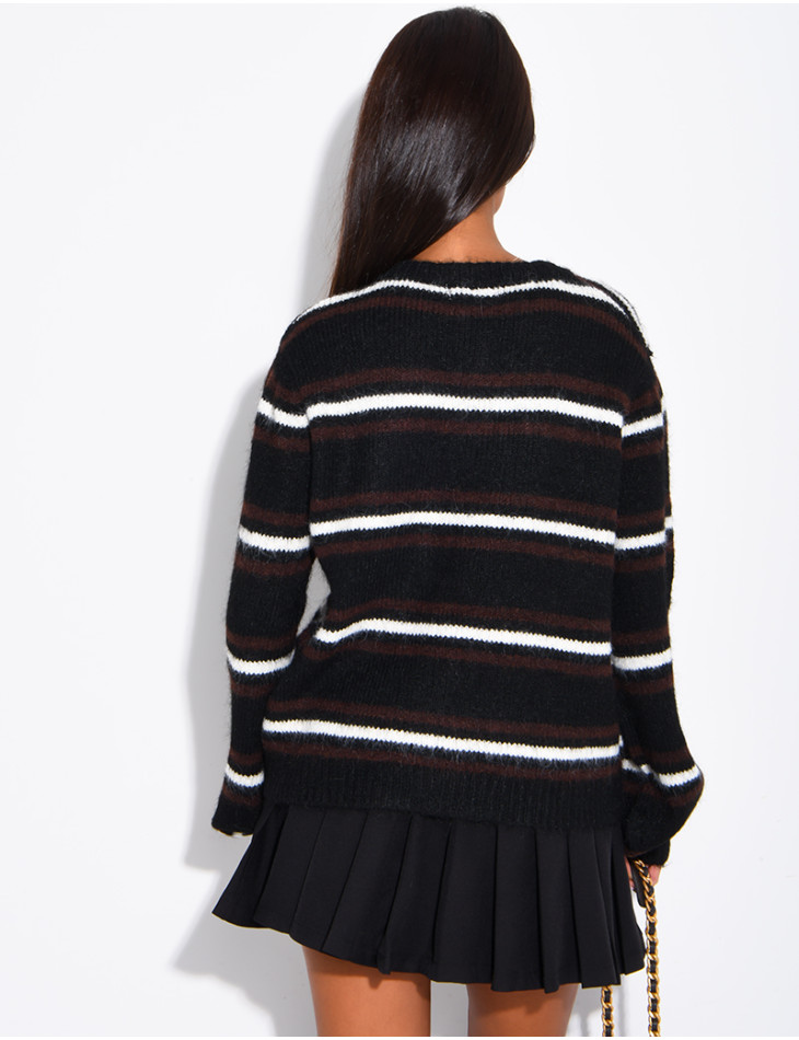 Striped cardigan with decorative buttons