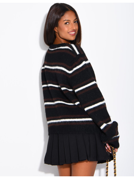 Striped cardigan with decorative buttons