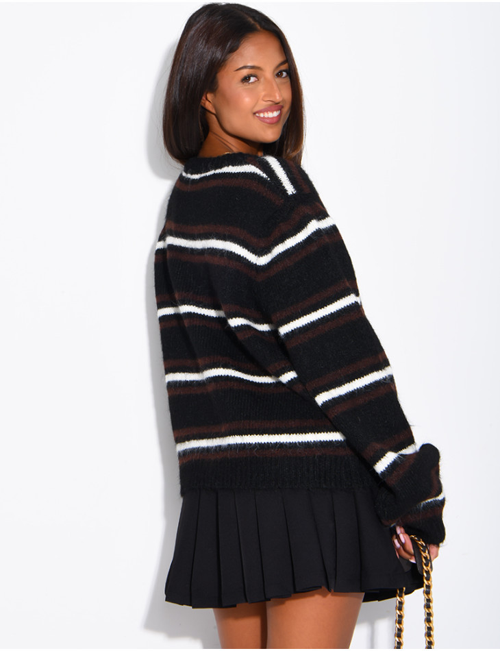 Striped cardigan with decorative buttons