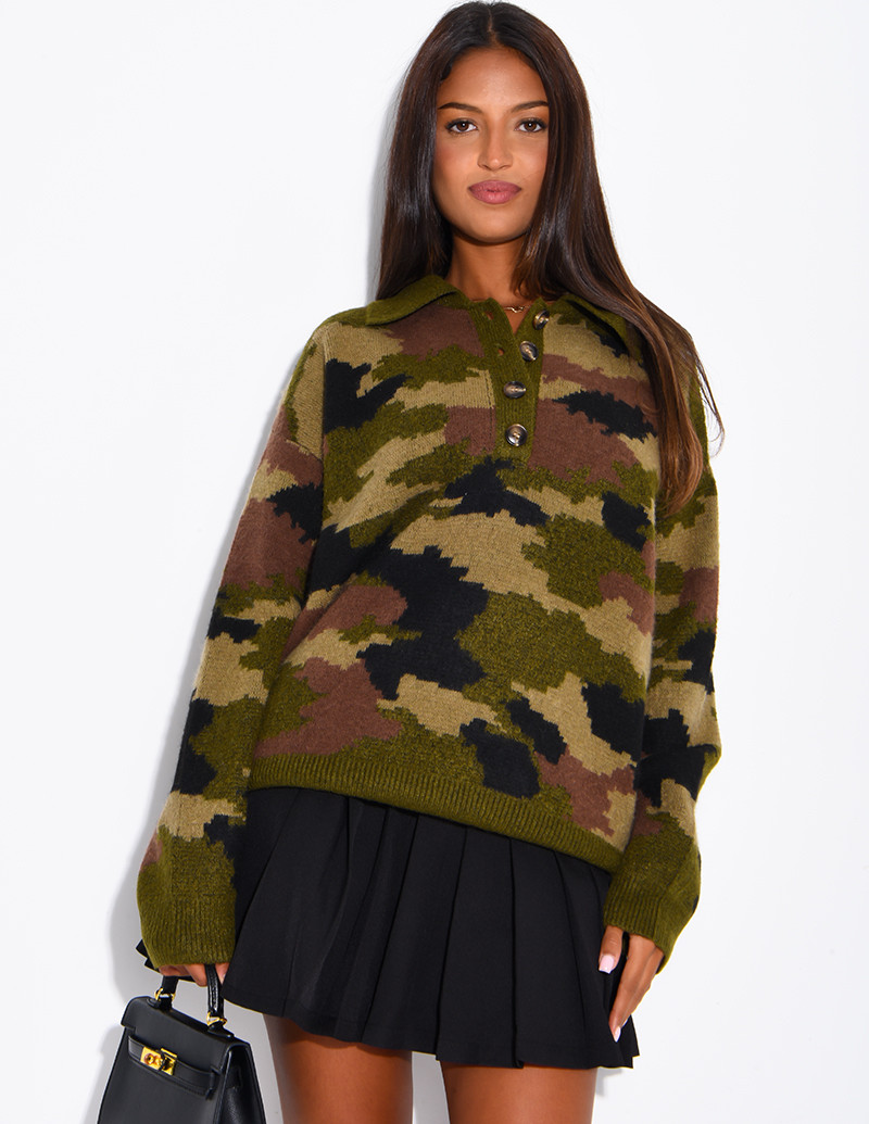 Camouflage Sweater with...