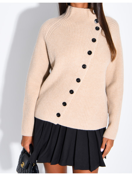 Ribbed cardigan with double-breasted fastening