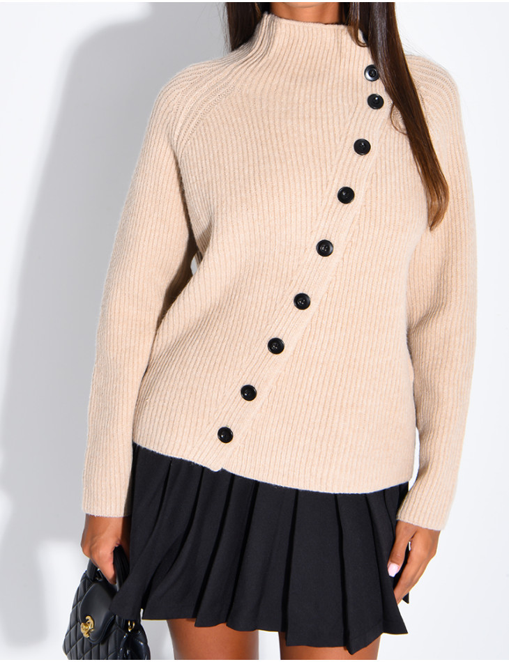 Ribbed cardigan with double-breasted fastening