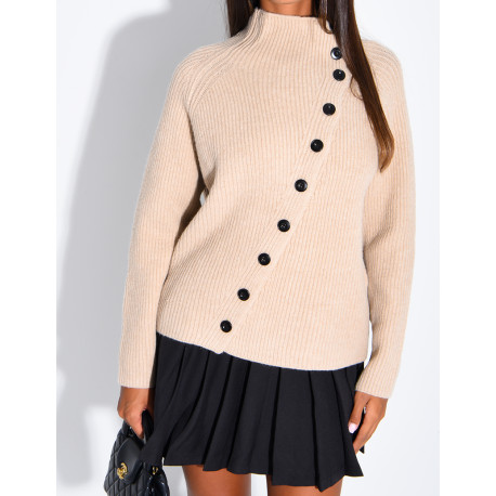 Ribbed cardigan with double-breasted fastening