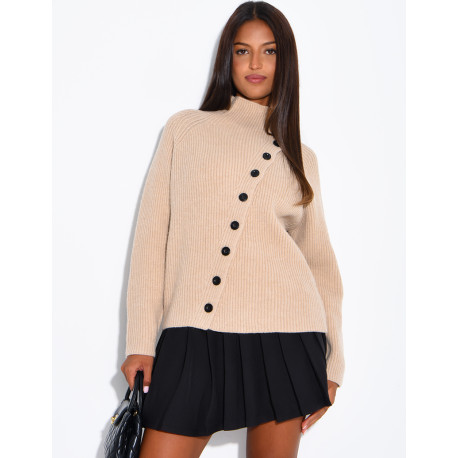 Ribbed cardigan with double-breasted fastening