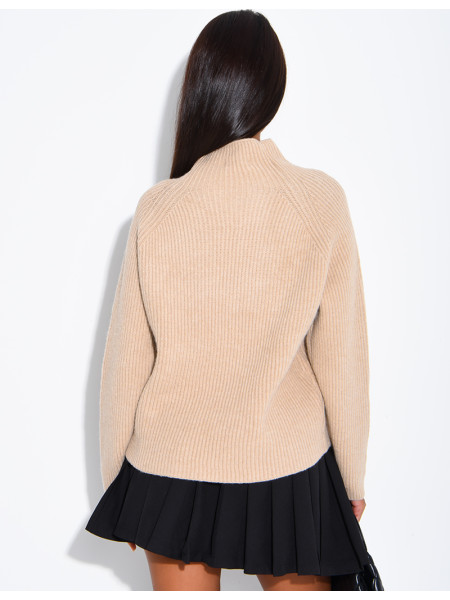 Ribbed cardigan with double-breasted fastening