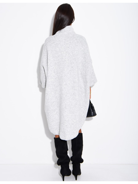 Long wool sweater with a high neck