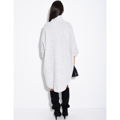 Long wool sweater with a high neck