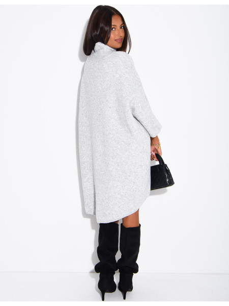 Long wool sweater with a high neck