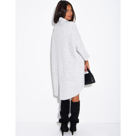 Long wool sweater with a high neck