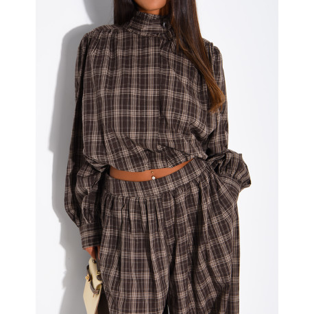 Checkered set with pants and a short-sleeved shirt