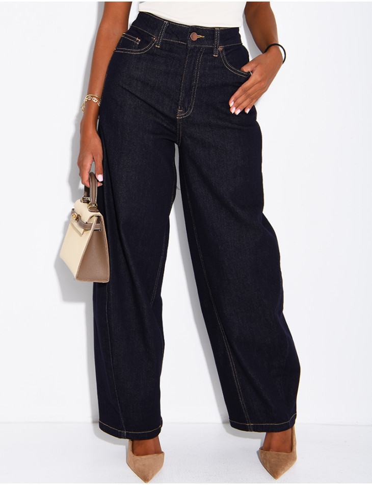 Raw-Blue-Jeans im Barrel-Schnitt