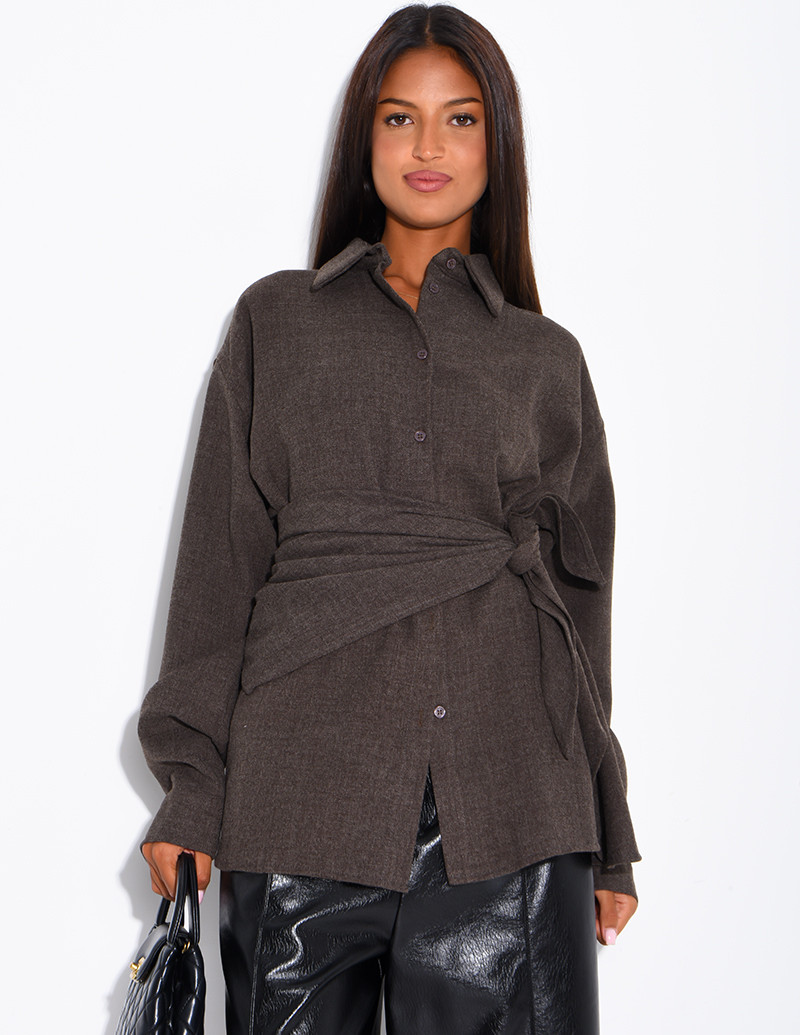 Chemise oversize chiné et...