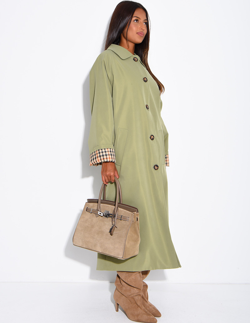 Long button-up trench coat...