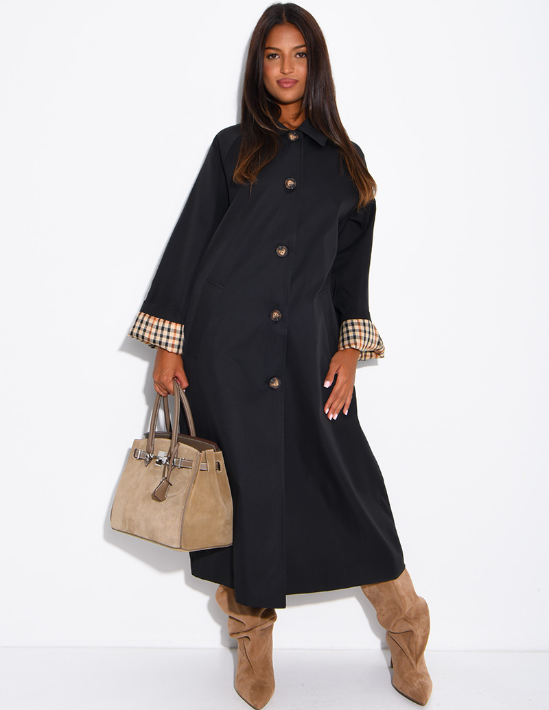 Long button-up trench coat...