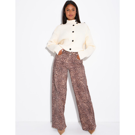 Jeans wide leg à motif bambi