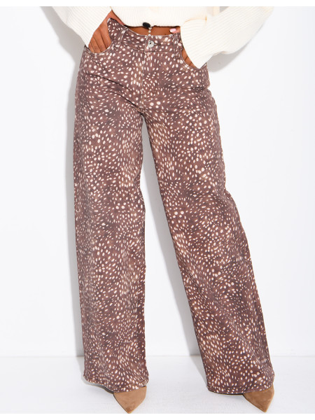 Jeans wide leg à motif bambi