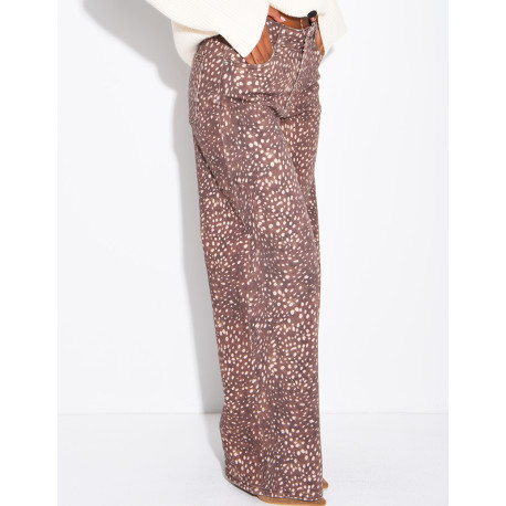 Jeans wide leg à motif bambi