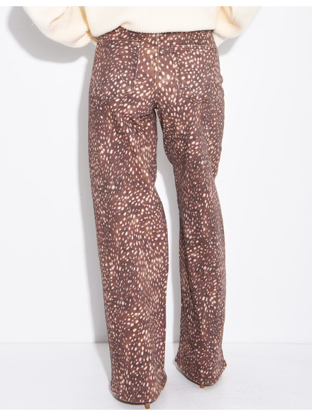 Jeans wide leg à motif bambi