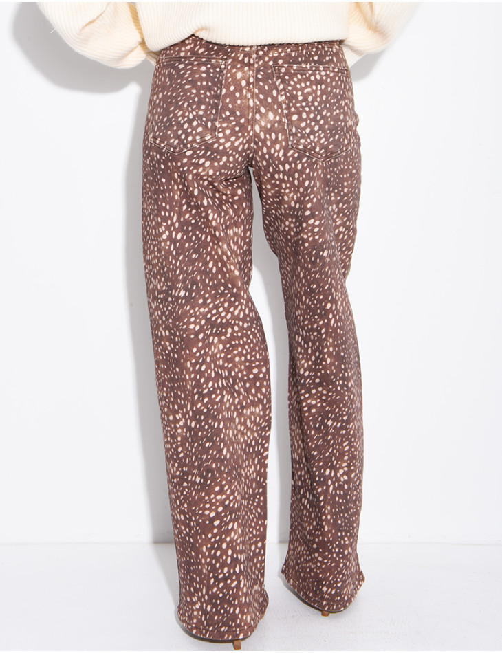 Jeans wide leg à motif bambi