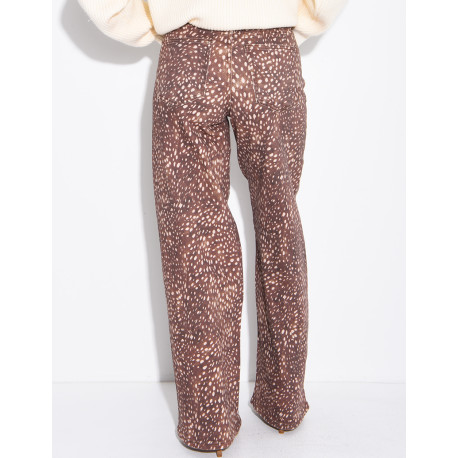 Jeans wide leg à motif bambi