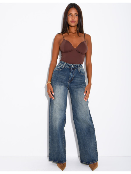 Faded wide-leg jeans