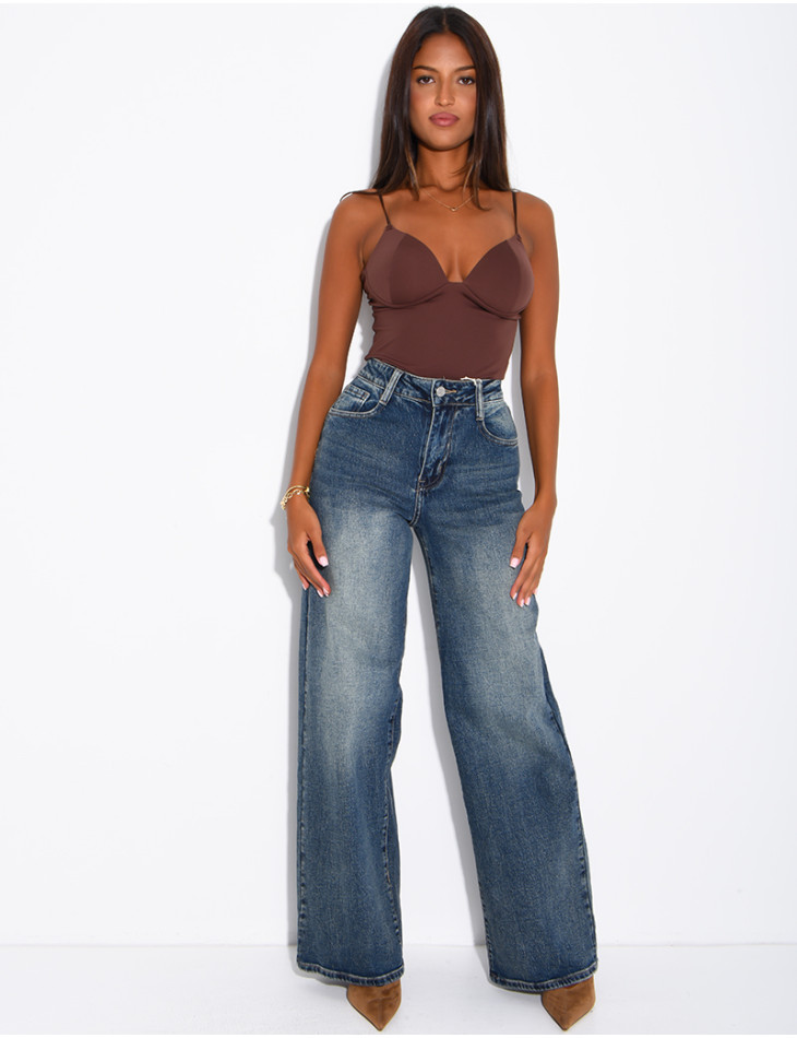 Faded wide-leg jeans