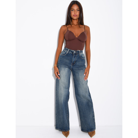 Faded wide-leg jeans
