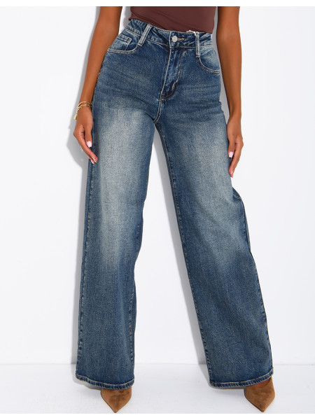 Faded wide-leg jeans