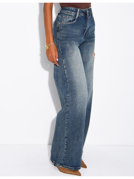 Faded wide-leg jeans