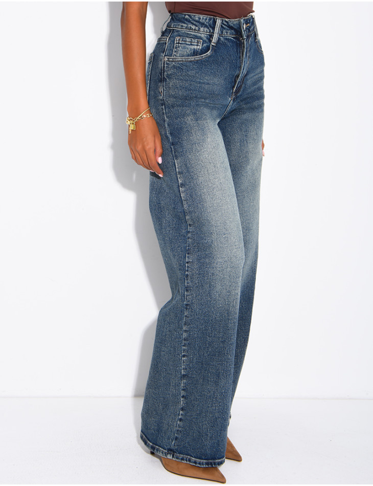 Faded wide-leg jeans