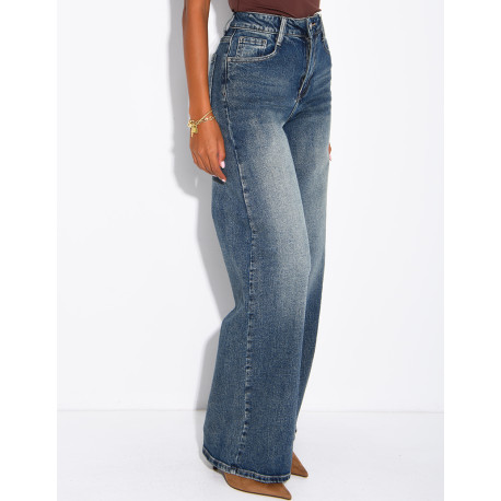 Faded wide-leg jeans