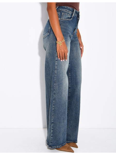Faded wide-leg jeans