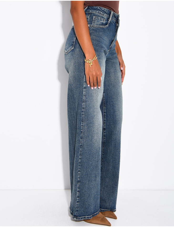 Faded wide-leg jeans