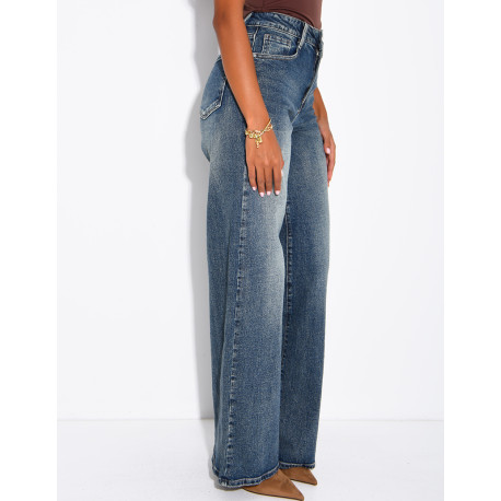Faded wide-leg jeans