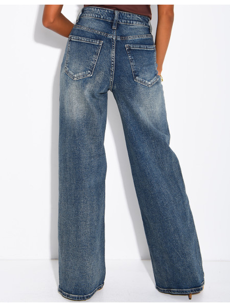Faded wide-leg jeans