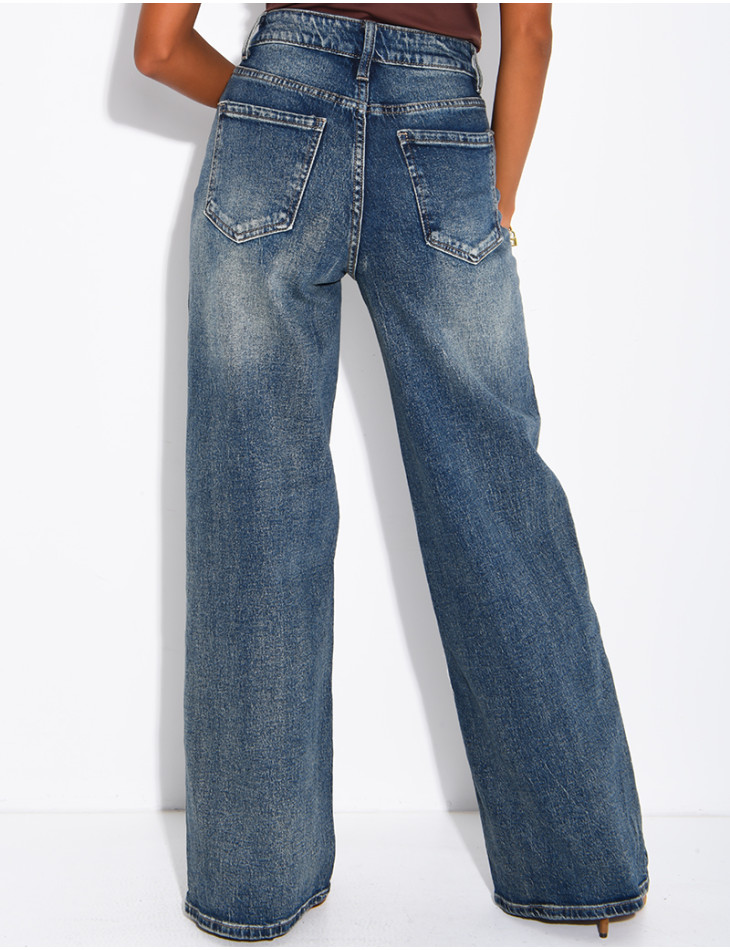 Faded wide-leg jeans
