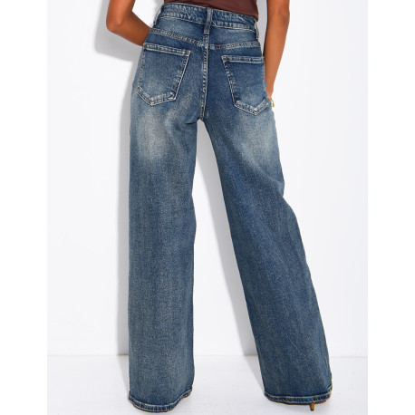 Faded wide-leg jeans